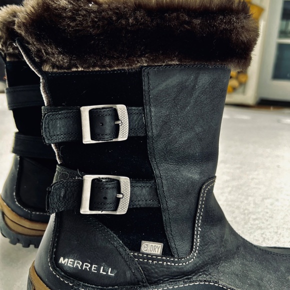 Merrell Women's Leather Faux Fur Trim Winter Boots 9 Black 200G Insu… - Picture 2 of 10